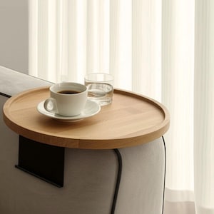 Solid Wood Sofa Arm Tray Table: Minimalist Couch Caddy