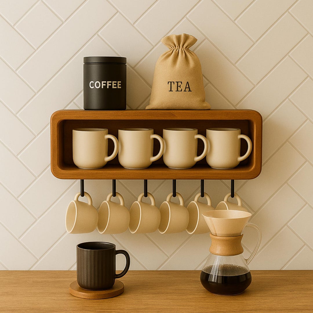 Timber Mug Rack Handmade Fir Wood Mug Rack: Minimalist Coffee Corner Shelf - Etsy UK