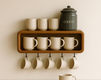Coffee Corner: Handmade Wood Shelf, Oval Finish