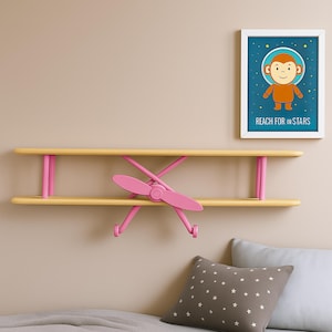 Wooden Airplane Wall Shelf: Handmade Montessori Nursery Decor