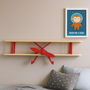 Wooden Airplane Wall Shelf: Handmade Montessori Nursery Decor