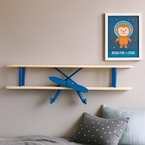 Wooden Airplane Wall Shelf: Handmade Kids Room Decor, Montessori Organizer