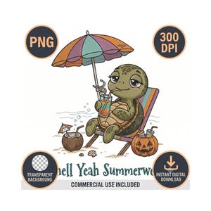 Sea Schildkröte Summerween Shirt, Muschel Ja Summerween, Faux Stickerei DTF Transfer, Sublimation PNG, Strand Urlaub Spooky, digitaler Download