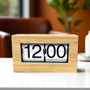 Bamboo Wooden Flip Clock: Retro Desk Decor, Minimalist Design