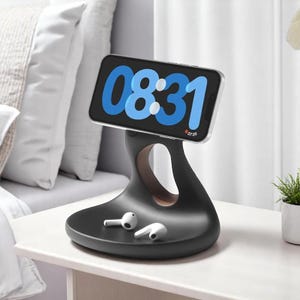 Walnut Wood & Resin MagSafe Charger: 15W Wireless iPhone Charging Stand