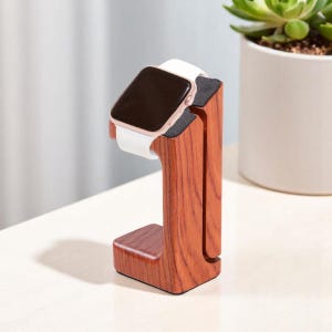 Wooden Apple Watch Stand – Wireless Charger Dock for Apple Watch Series 9/8/7/SE | Minimalist Charging Holder for Desk or Nightstand