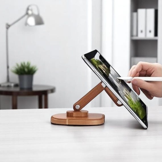 Supporto Telefono Scrivania Supporto Ipad Scrivania Supporto Per Telefono In Legno Di Bambù - Per Scrivania, Compatibile Con IPhone E Smartphone Desk Organizer Porta Telefono Da Scrivania