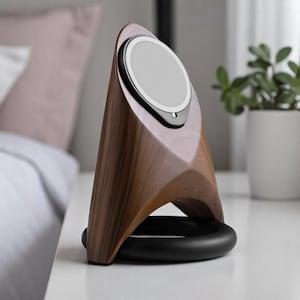 Walnut Wood MagSafe Charging Dock: Vertical & Landscape iPhone Stand