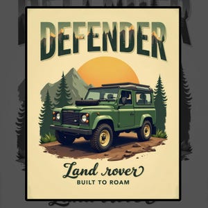 Vintage Land Rover Defender Poster: Retro 4x4 Offroad Adventure Art (Digital Download)