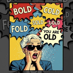 Pop Art You Are OLD Funny Printable Poster Bold Retro Comic Style Typography Mid Century Vintage Humor Wall Art 4:5 Digital Download