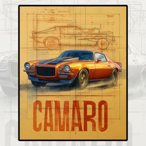 1970 Camaro Z28 Blueprint Poster: Classic Muscle Car Art (Digital Download)