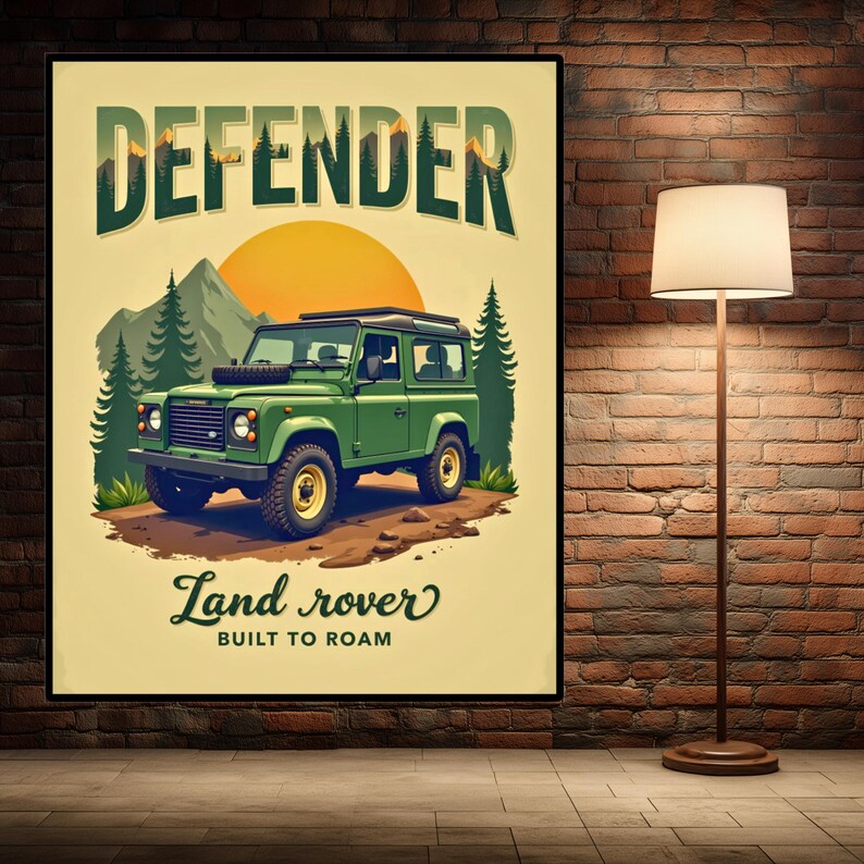 Land Rover Posters Vintage Land Rover Defender Poster: Retro 4x4 Offroad Adventure Art ...