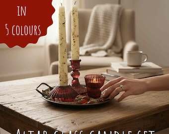 Rot Glas Kerzenhalter-Set witchy Hausaltar Dekor mystische Kerzenhalter Zauberarbeit Accessoires Boho spirituelle Hexerei Dekor Pagan Set