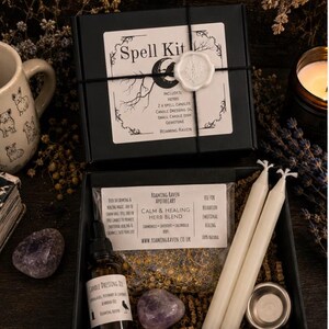 Wicca-Heiden-Hexerei-Heilzauber-Set: Beruhigendes Ritual, Kerzentrank, Kräutermagie, spirituelles Reisezauber-Set gegen Angstzustände
