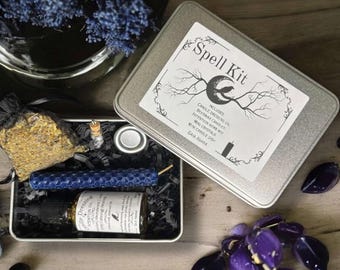 Wiccan Pagan Witchcraft Healing Spell Kit Calm Ritual Candle Potion Herb Magic Spiritual Witchy Travel Spell Kit for Anxiety spell kit tin