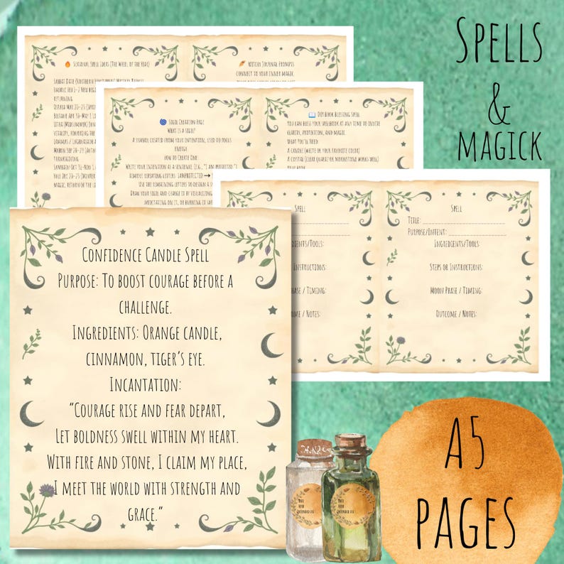 Printable Diy Spell Book Kit Make Your Own Grimoire Witchcraft Journal ...