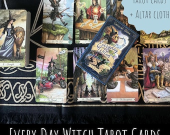 Juego de cartas de tarot de brujas para todos los días, set de adivinación para principiantes, suministros de brujería, herramientas para el altar wiccan, regalos paganos, guía espiritual, baraja de tarot