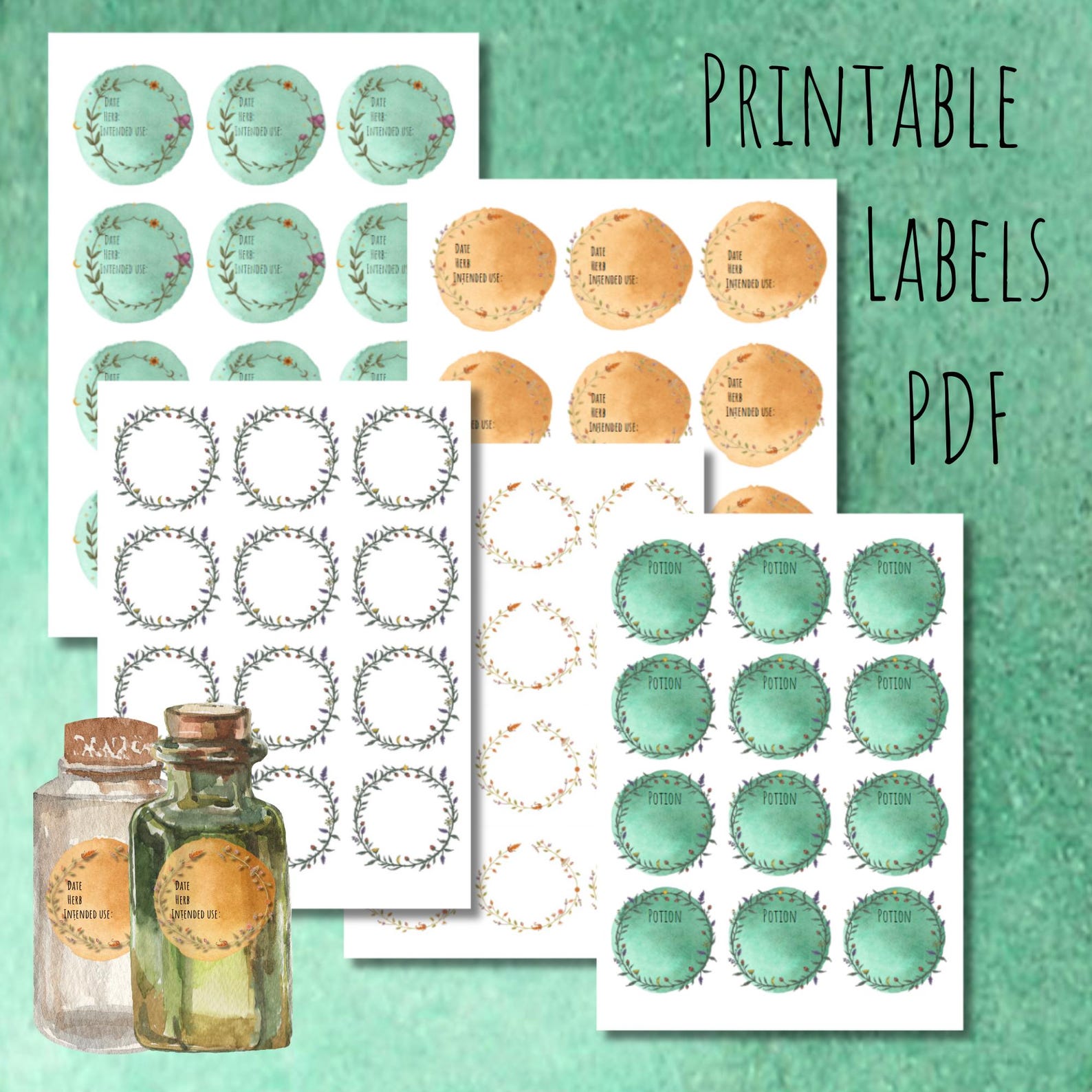 Witchy Apothecary Labels Printable Spell Jar Label Vintage Herbal ...