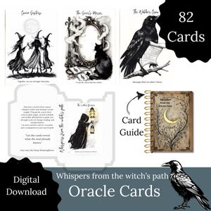Jeu de cartes de sorcellerie imprimable Oracle Cards pour la lecture, cadeau spirituel pour sorcière, lot Oracle avec guide, téléchargement couleur d'encre, mythologie des cartes
