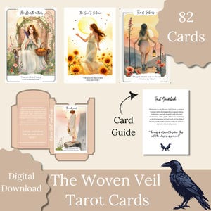 Cartas del Tarot Imprimibles, Baraja Botánica para Leer, Regalo Espiritual para Brujas, Oráculo, Paquete con Guía, Descarga de Tarot, Cartas de Acuarela Femeninas