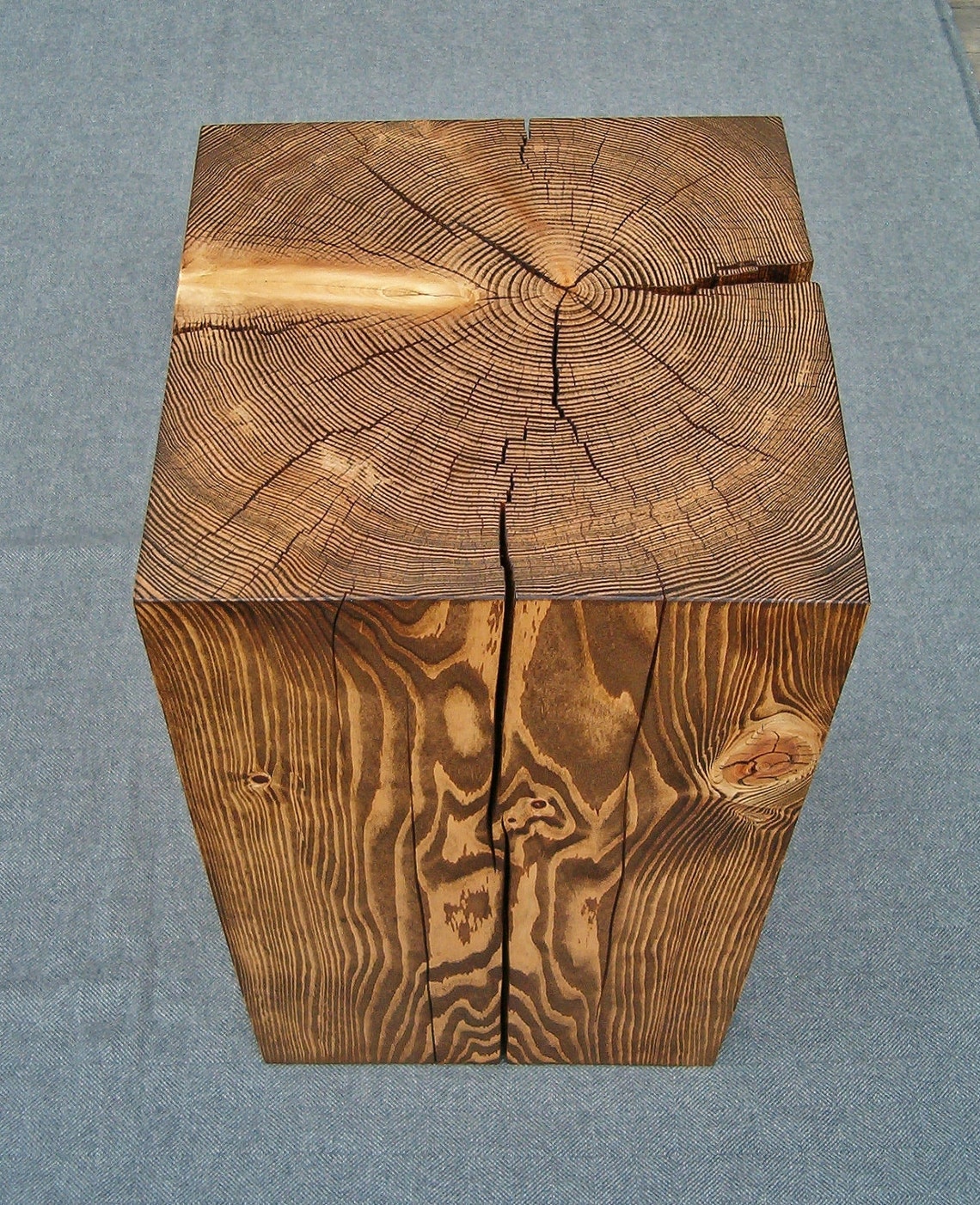 2 Hemlock Wood Block Side Tables Reserved for Marion Etsy