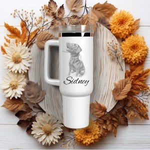 Custom Pet Insulated 40oz Tumbler with Straw, Personalised Pet Image From Photo + Name, Custom Dog Tumbler Custom Cat Tumbler, Travel Mug