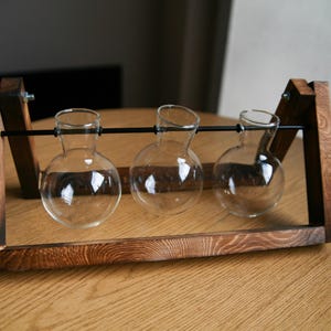 Minimalistischer Holzvasenständer | Reagenzglas Halter | Rustikale Vermehrungsstation | Glas Hydroponische Vasen | Skandinavische Schreibtisch Dekoration