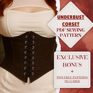Historical Underbust Corset Sewing Pattern Renaissance Corset Belt Fantasy Medieval Witchy Gothic Waist Cincher Costume Halloween Pattern