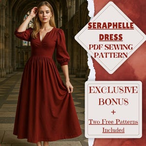 Romantic Princess Dress Sewing Pattern Renaissance Bishop Sleeve Dress Fantasy Wedding Dress Medieval Costume Halloween Sewing Pattern PDF