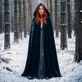 Fantasy Velvet Hooded Cloak Full Length Cape for Renaissance Medieval Cloak Gothic Witch Wizard Vampire Costume Festival Halloween for Adult