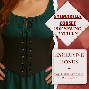 Underbust Corset Sewing Pattern Renaissance Corset Belt Fantasy Medieval Witchy Gothic Waist Cincher Costume Halloween Sewing For Beginner
