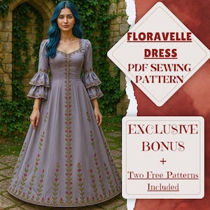 Renaissance Dress Dress Sewing Pattern Floravelle Princess Dress Fantasy Wedding Dress Medieval Gown Costume Halloween Sewing Pattern PDF