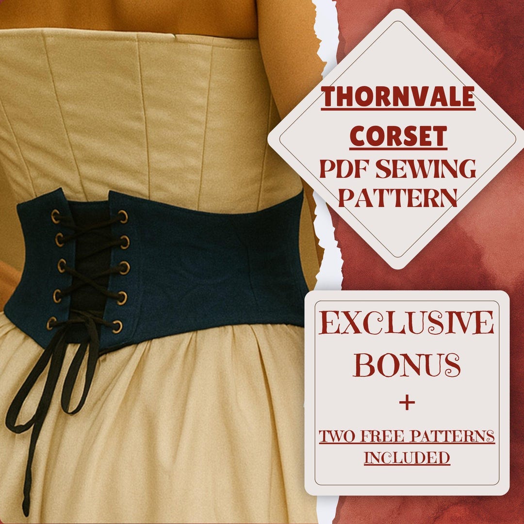 Gothic Underbust Corset Sewing Pattern Renaissance Corset Belt Fantasy ...