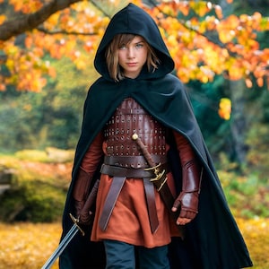 1pc In-Stock Velvet Cloak Cape For Adult Witch Wizard, Gold Velvet Hooded Robe Halloween Black - Foto 7