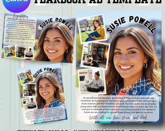 Senior Yearbook Ad Templates: Graduation Tribute, Full/Half/Quarter Page
