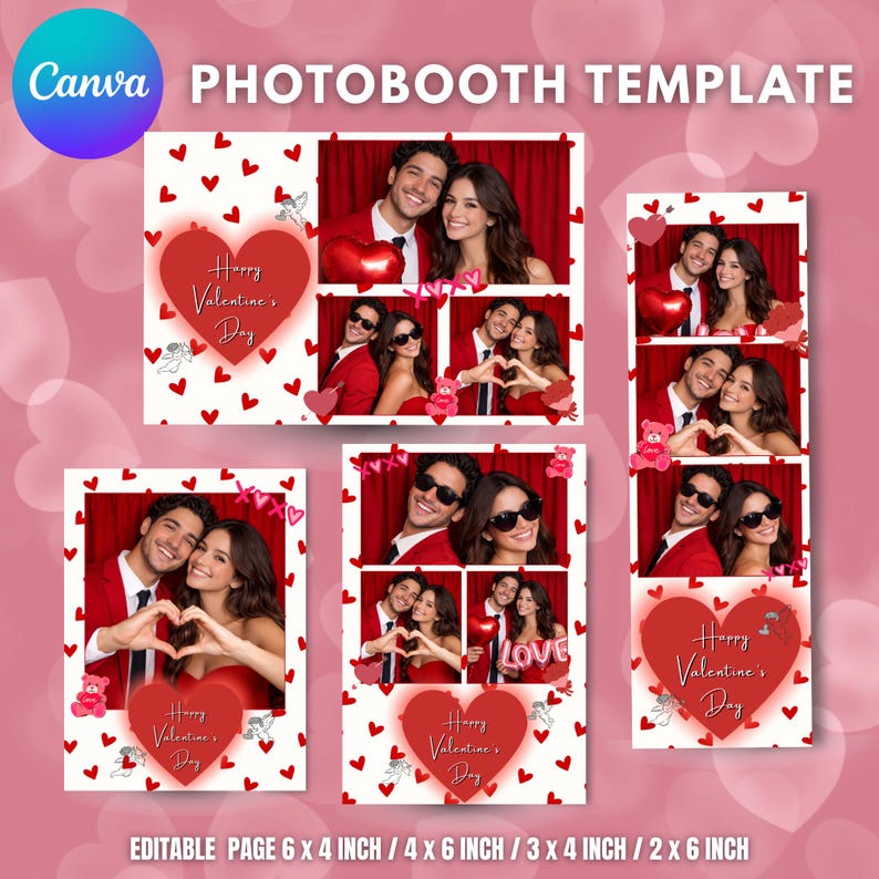 Heart Photo Booth Example Couples Valentine Photobooth Template | Canva Love Photo Booth Frame ...