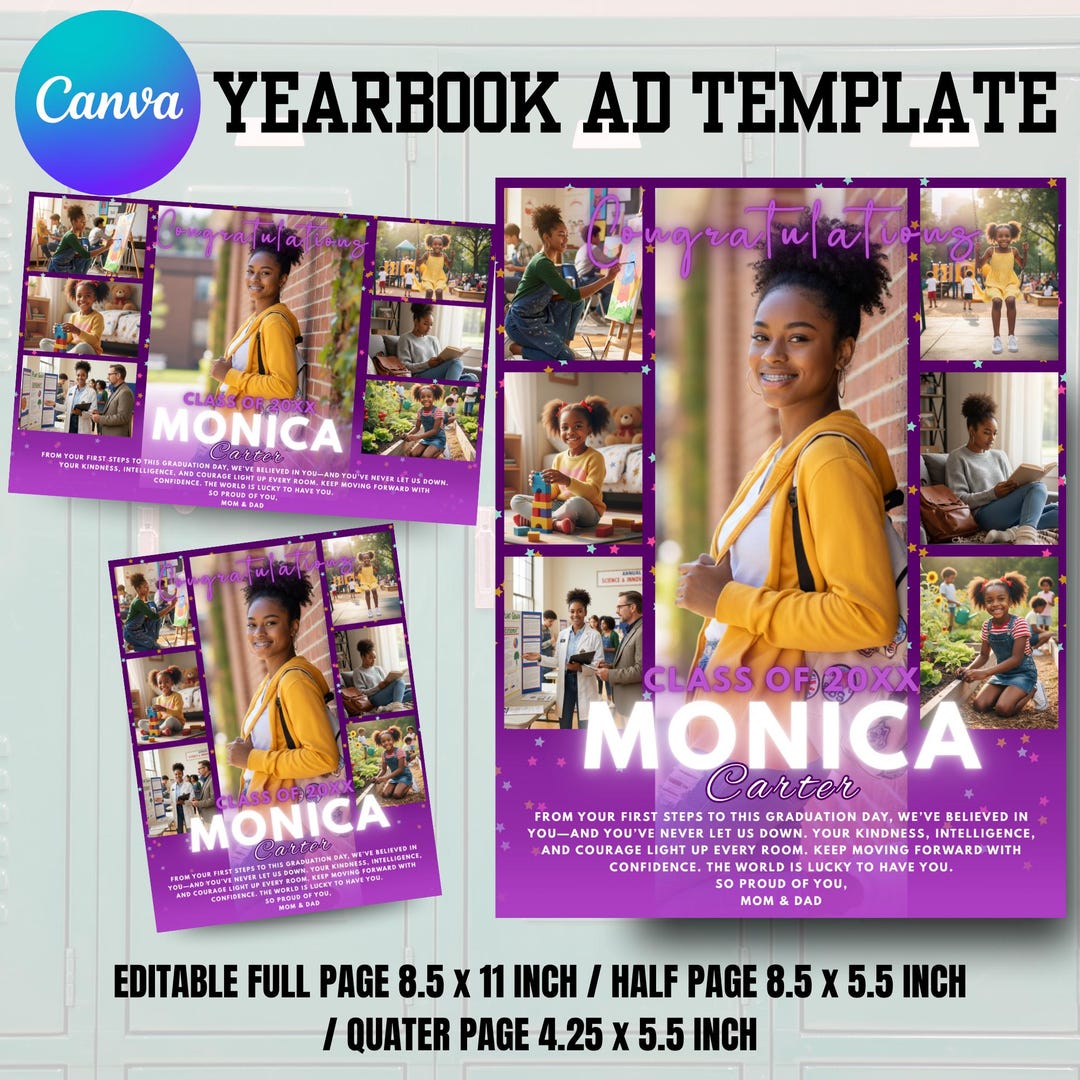 Editable Senior Yearbook Ad Template: Canva Tribute (digital Download ...
