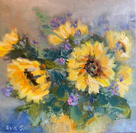 Original art- Sunflowers- Oil on canvas