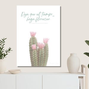 Póster Cactus con Flor Rosa – Frase Motivadora – Lámina Minimalista – Decoración Escandinava de Pared – Maison Cholo