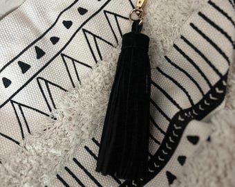 バッグチャーム ブラックレザータッセル