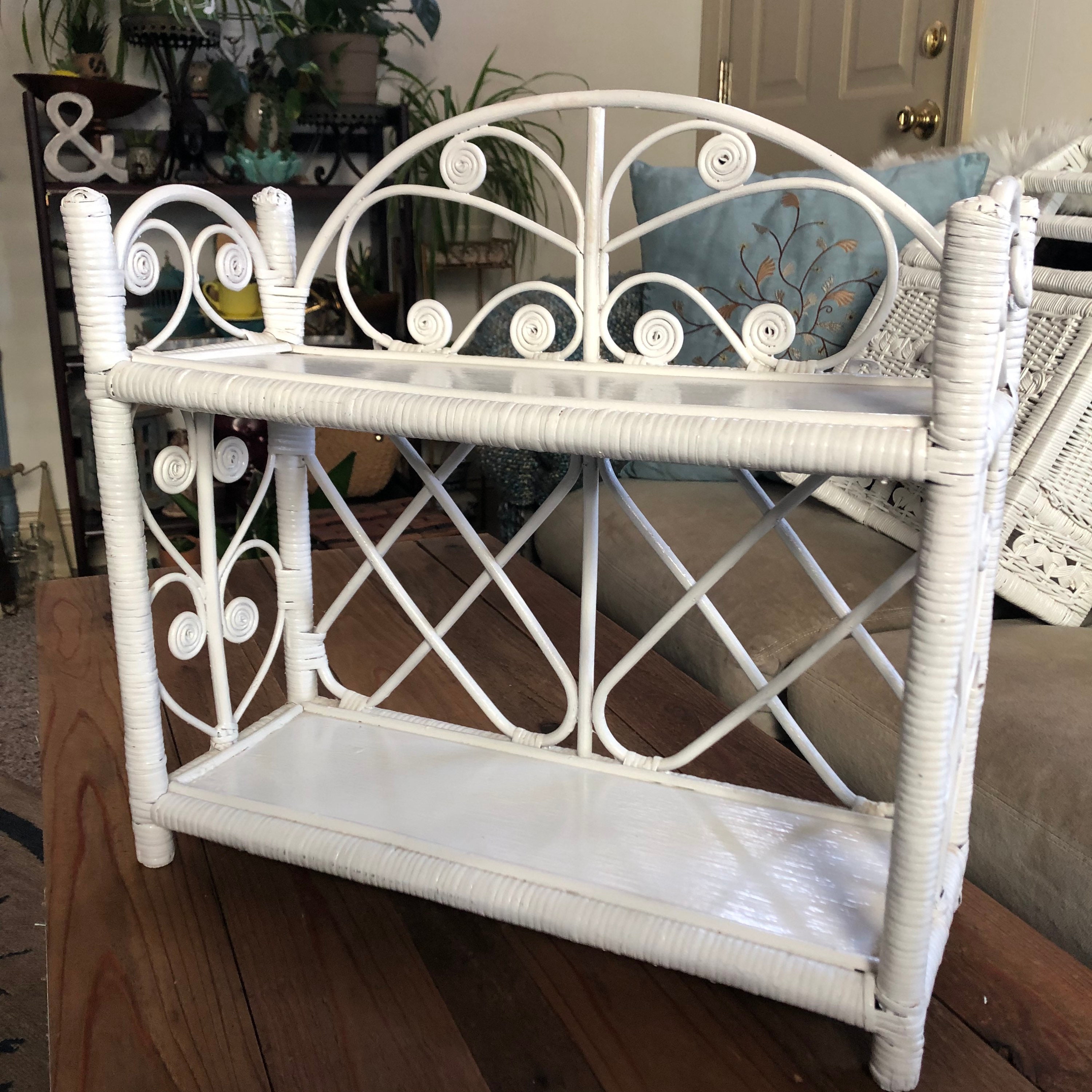 Vintage Wicker Shelf White - Etsy