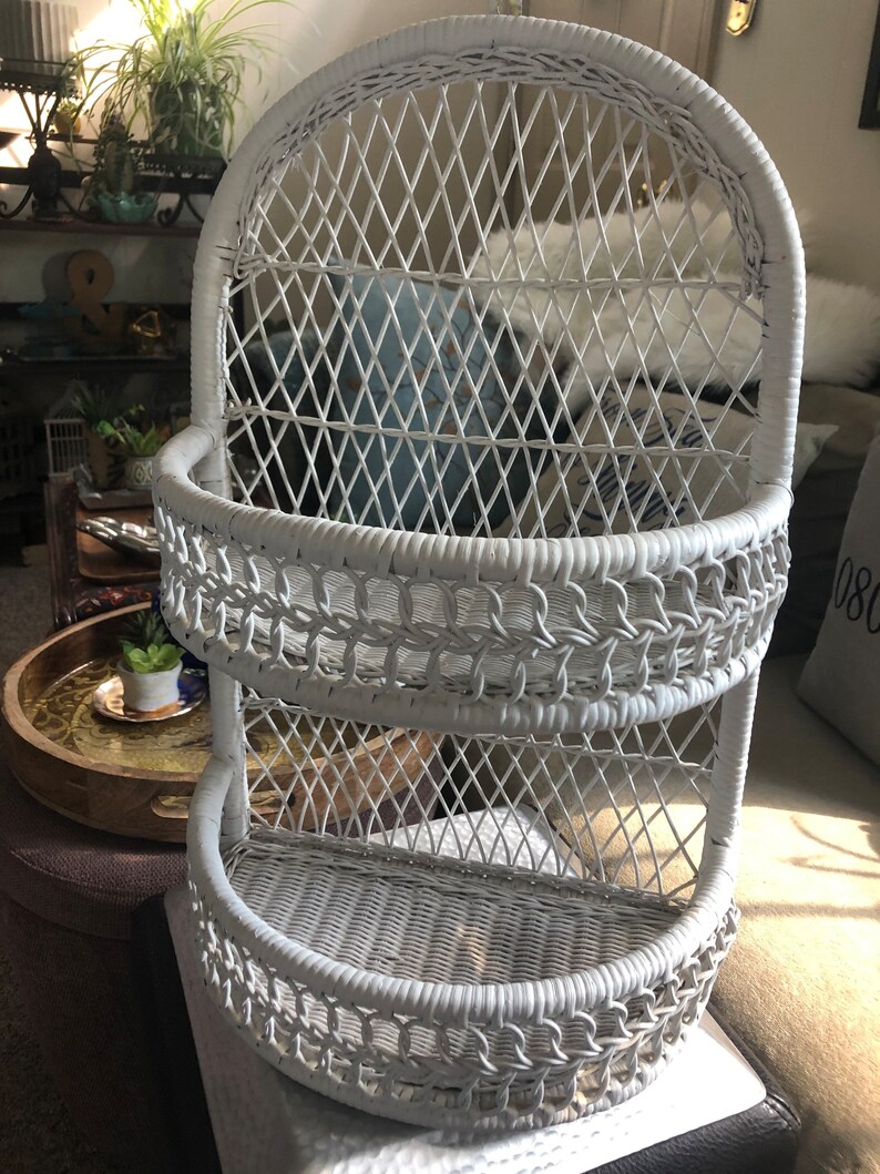 Wicker Shelf Two Tier White - Etsy