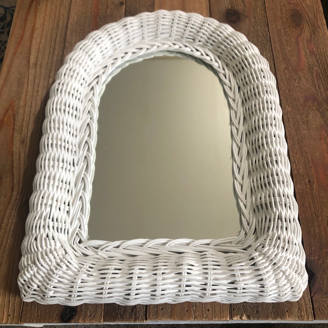 Wicker Mirror White Etsy