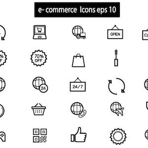 E-commerce Icons | Commercial Line Art Icons Set | Digital Download for Designers | Minimal Line Icons for E-commerce