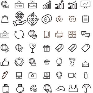 76 E-Commerce Icon Pack | Flat Line Icons for Business, Marketing, Shopping