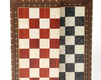 Handmade Wooden Chess Set: Large Foldable Walnut Board, Metal Pieces
