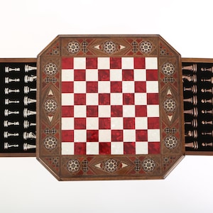 Handmade Wooden Chess Set with Storage: Rosewood, Maple, Walnut