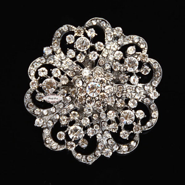 Rhinestone Brooch Component Crystal Flower SilverEmbellishment Wedding Brooch Bouquet Cake Hair Comb Shoe Clip Supply RD247