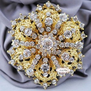 Rhinestone Wedding Brooch Pin: Flatback Embellishment Supply (2.5 Inch)