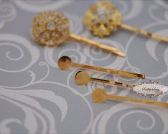 50 Gold Plated Hair Pins: 45mm Iron Bobby Pin Blanks